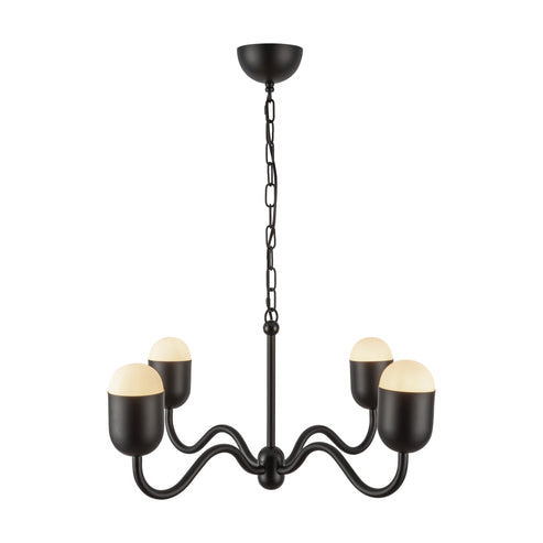 Alora Mood CH558439MBOP Effie 4 Light 39 inch Matte Black and Opal Glass Chandelier Ceiling Light