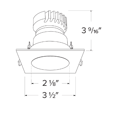 Elco Lighting EKCL2518BB Pex™ 2" Square Deep Reflector, All Black