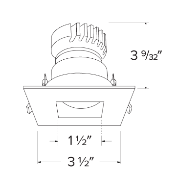 Elco Lighting EKCL2527B Pex™ 2" Square Adjustable Pinhole, Black with White Trim