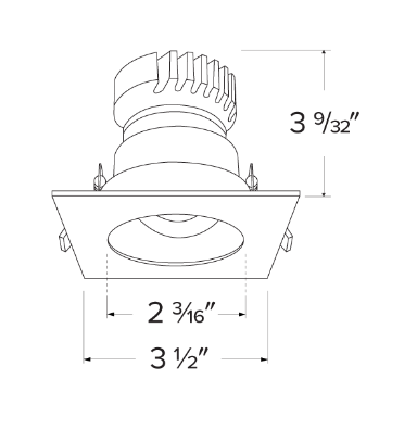 Elco Lighting EKCL2529B Pex™ 2" Square Adjustable Reflector, Black with White Trim