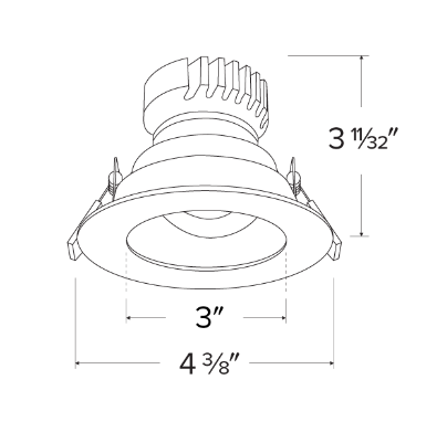 Elco Lighting EKCL3629B Pex™ 3" Round Adjustable Reflector, Black with White Trim