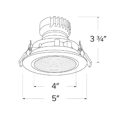 Elco Lighting EKCL4193B Pex™ 4" Diecast Round Adjustable Baffle, Black/White Ring