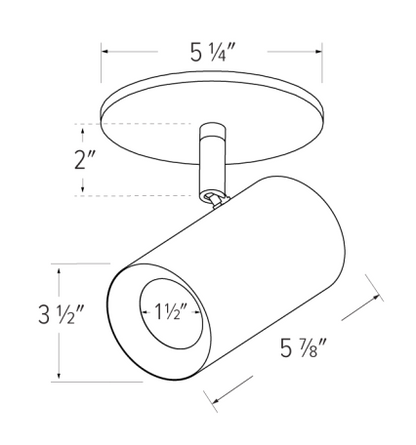 Elco Lighting EKS36MPB 3" Koto Sylo™ Monopoint Fixture, All Black