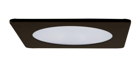 Elco Lighting EL2412B 4" Square Shower Trim with Frosted Lens, All Black