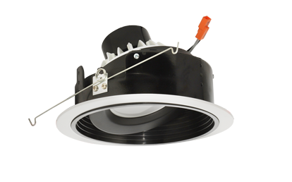 Elco Lighting EL376CT5B 6" Round LED Adjustable Phenolic Baffle with PAR30 Gimbal Insert, Multi-Color Temperature, Lumens 1050 lm, Black with White Trim