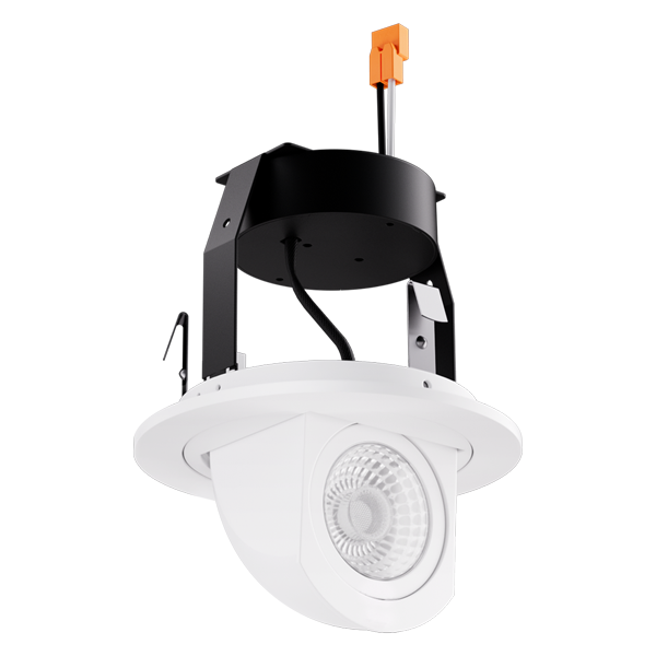 Elco Lighting EL497CT5W2 4" Round LED Adjustable Pull-Down Insert w/5-CCT Switch - 12W, 950 Lumens, 2700K-5000K Adjustable, Triac/ELV Dimmable, 36° Beam, CRI 93+, 120V, Damp Rated, All-White