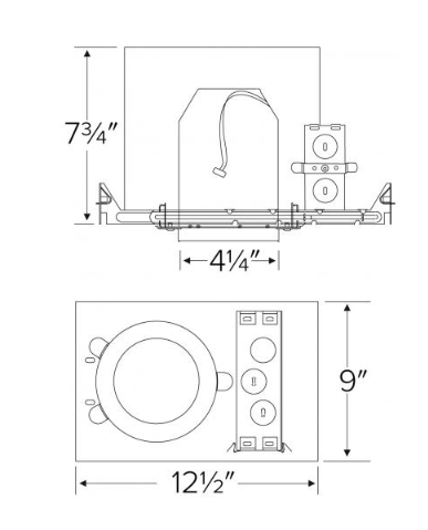 Elco Lighting EL49FICA-GU10 4" Fire Rated New Construction Housing, Lamp Type GU10, Wattage 35W, Voltage 120V