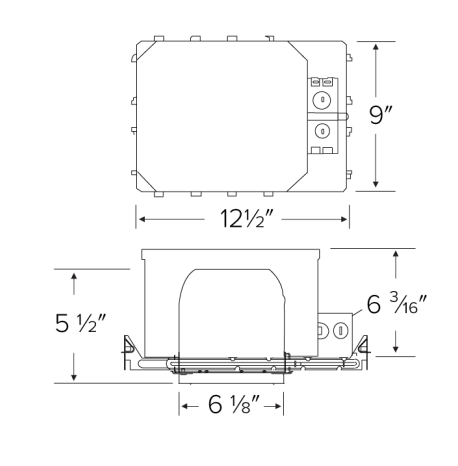 Elco Lighting EL75FICDXAS 6" LED Shallow Fire Rated ICA New Construction Housing, 120/277V, 0-10V/Triac/ELV