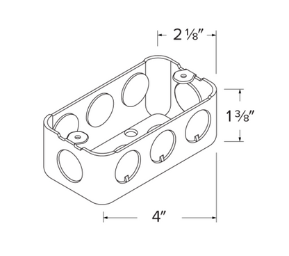 Elco Lighting ELJ242 2"x4" Junction Box - 4" L x 2 1/8" W x 1 3/8" H