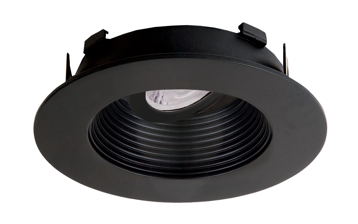 Elco Lighting EKCL4723BB 4″ Flexa™ Round Baffle for Canless Koto™ Module – 35° Adjustable, Twist-On Design for Ceilings Up to 1.25″, Diecast All-Black Trim, 5″ O.D.