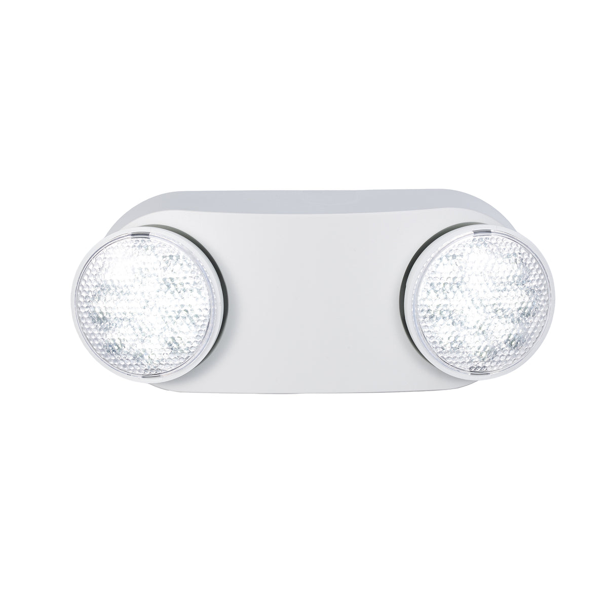 Trans Globe Lighting EM-7002 WH white emergency light front view illuminated