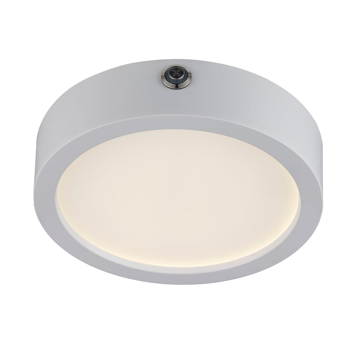 Trans Globe Lighting EM-LED-30097 WH white emergency LED disk ceiling light on