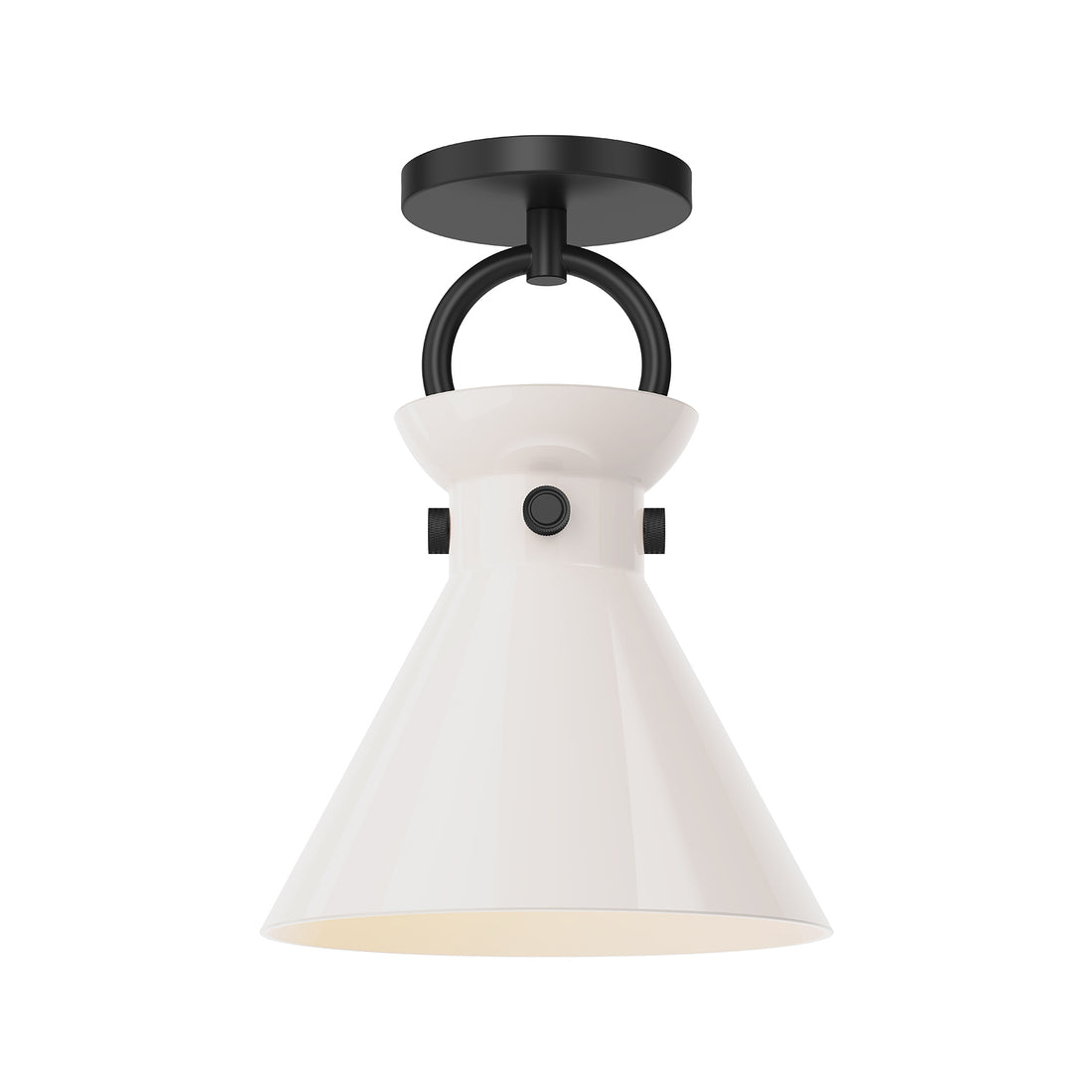 Alora Mood SF412509MBGO Emerson 9" Semi-Flush Mount, E26 Base, 60W Max, Matte Black Finish, Opal Glass, 120V