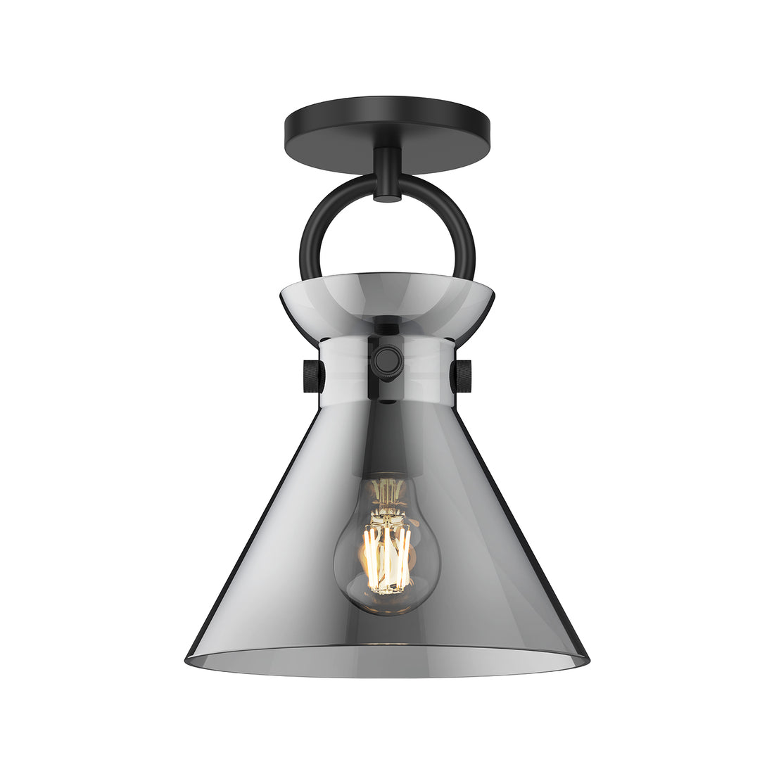 Alora Mood SF412509MBSM Emerson 9" Semi-Flush Mount, E26 Base, 60W Max, Matte Black/Smoked, Opal Glass, 120V
