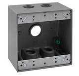 Enerlites EN2575 2-Gang Weatherproof Outlet Box W/ Five 3/4" Threaded Outlets, Outdoor Electrical Box