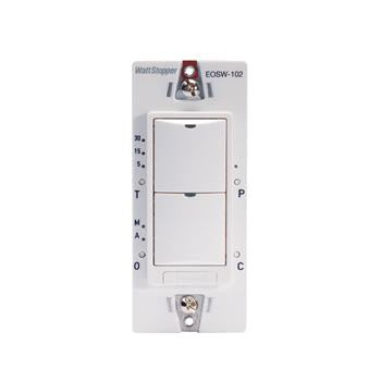 Wattstopper EOSW-102-W Dual Relay RF Wall Switch Wihout Neutral Wire - 120-277V - White Finish