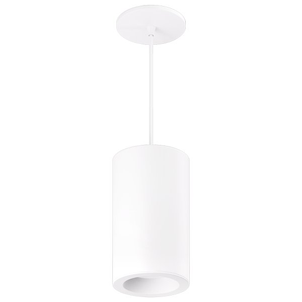 ELCO Lighting EPD42710CT5W-EM 4 Inch Ply Sylo Pendant 15W 1000lm 2700K-5000K Triac/ELV 120" Cable Mount length White Finish - Emergency Battery15W MAX