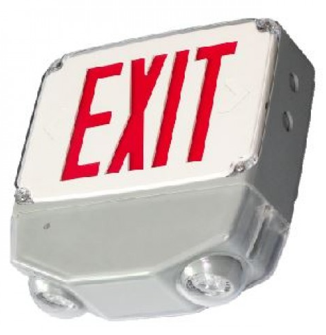 Orbit ESBL2L-GY-1-G-TP LED Wet Location Emergency & Exit Combo Gray Housing 1f Green Letters Tamper proof