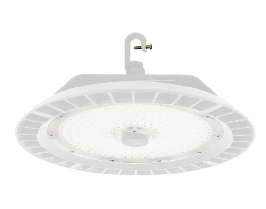 ESL Vision ESL-RHB-100200W-250-WH-120D Adjustable Round LED High Bay Light, Wattage 200/150/120/100W, Lumens 29,000 lm, Color Temperature 5000K, Voltage 120-277VAC Input, Integrated Sensor Receptacle, White Finish