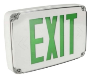 ORBIT ESLN4M-B-1-G-EB-TP Micro Led Wet Location Exit Sign Black Housing 1F Green Letters Battery Back-Up Tamperproof