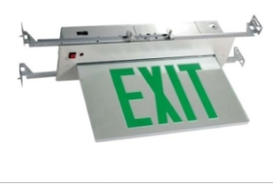 ORBIT ESRE-W-1-R-EB-SDT Led Recessed Mount Edge-lit Exit Sign White Case 1F Red Letters Battery Back-Up Self Diagnostic Test