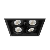 Eurofase TE134BLED-40-4-01 14-in 104W Multiple Recess Downlight With Trim - 4 Lights - 40° - 4000K - 120V - Black/Black