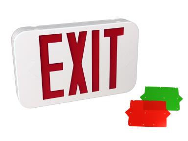 Maxlite EX-RGW Exit Light - Thermoplastic - Double Face - Red & Green Letters - Battery Backup -  Finish White