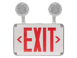 MaxLite EXC-RW-WL2 Exit Emergency Combo, Thermoplastic, Red Letters, With Battery Backup -20°C, Remote Capable Up To 2 Heads, Wet Locations in White Finish