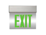 MaxLite EXE-GS2S Edgelit Exit Sign, Green Letters, Silver, Two Side, With Battery Backup