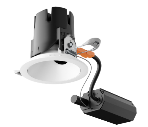 Visual Comfort Architectural ENCL2SRF-L08WD31DN-S-B Modern Entra CL 2" Square Fixed Downlight Flanged Trim / Remodel Housing - CCT: Warm Dim (3000K-1800K) - 8W - Reflector/Baffle Color: Silver - Finish: Black