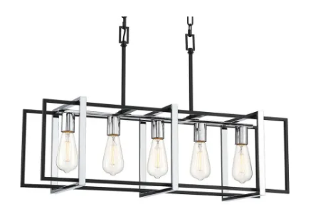 Eurofase Lighting 37118-013 32" inch Stafford 5 Light LED Chandelier, Wattage 300W, Chrome/Black Finish