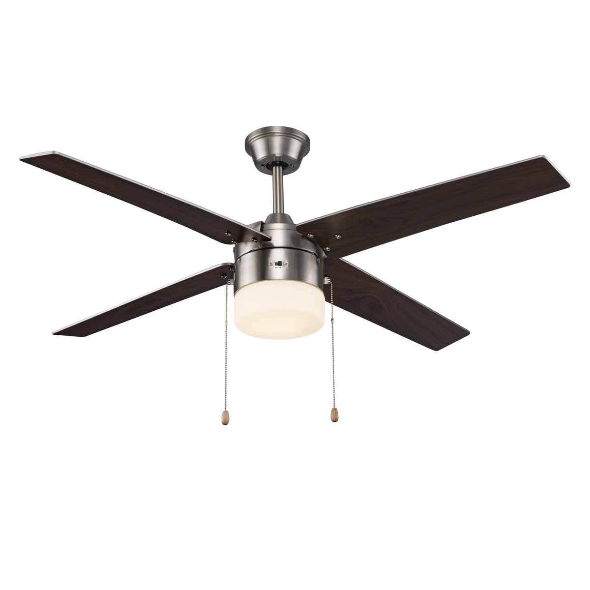 Trans Globe Lighting F-1033 BN Schoolhouse 48 inch brushed nickel ceiling fan with light