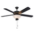 Trans Globe Lighting F-1034 BK Sargeant 52 inch black ceiling fan with light on