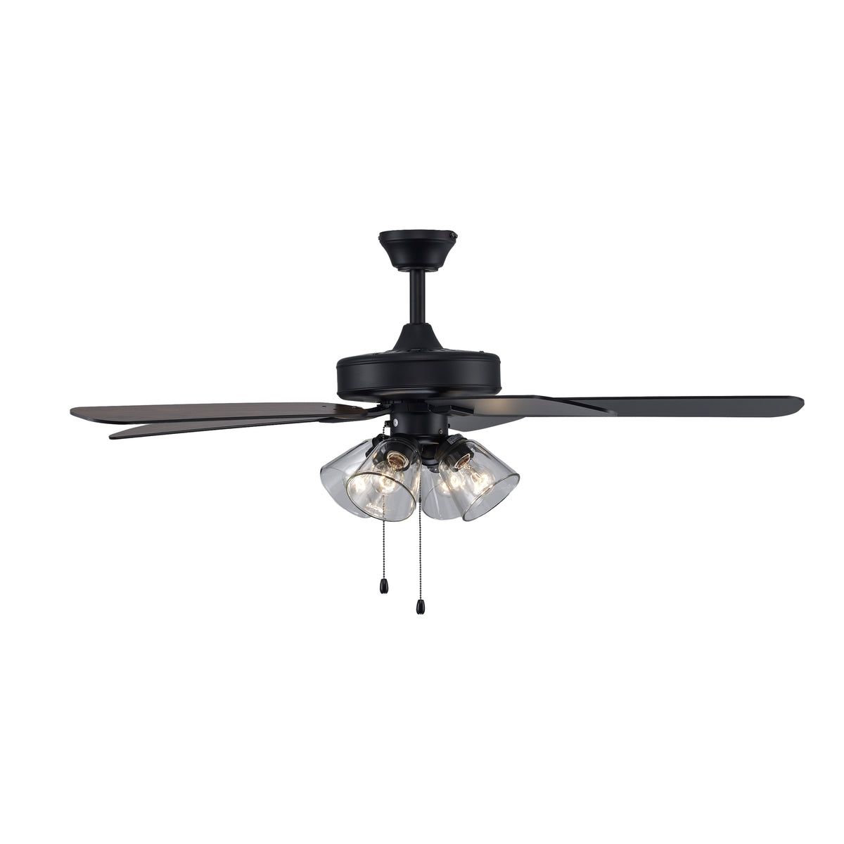 Trans Globe Lighting F-1051 BK-CL Ronan 52 inch black ceiling fan with light kit