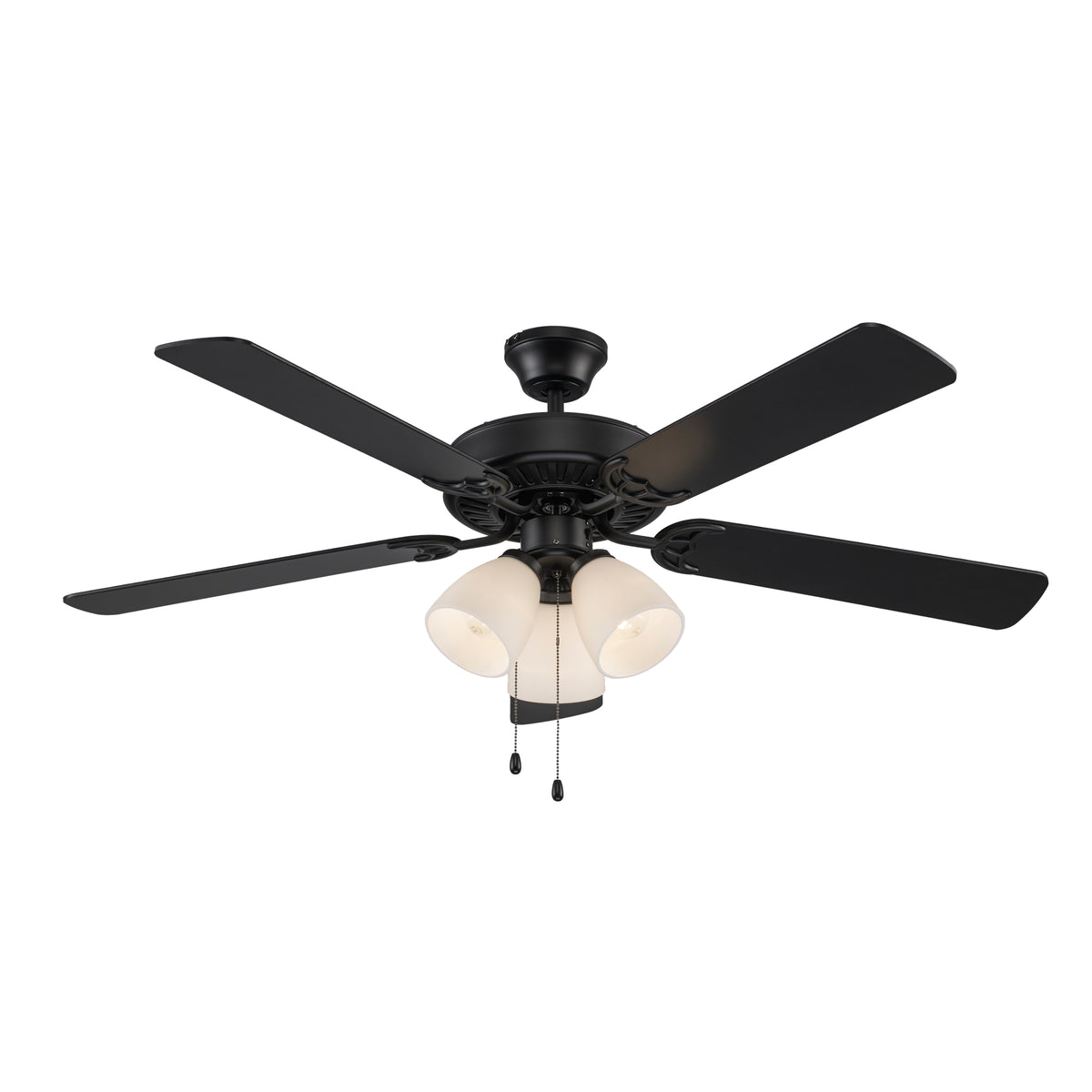 Trans Globe Lighting F-2005 BK Solana black ceiling fan with frosted glass kit