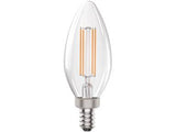 MaxLite F4B10D27 4W B10 LED Filament Candles 80 CRI, Dimmable, 2700K Color Temperature With E12 Base