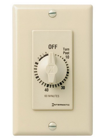 Intermatic FD60MH 60 Minutes Spring Loaded Wall Timer with Hold Feature - Ivory Color