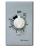 Intermatic FF12HHC 12 Hours Commercial Spring Loaded Wall Timer w/ Hold Feature- SPST - Brushed Metal Color