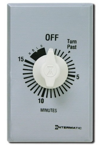 Intermatic FF15MH 15 Minutes Commercial Spring Loaded Wall Timer w/ Hold Feature - SPST - Brushed Metal Color