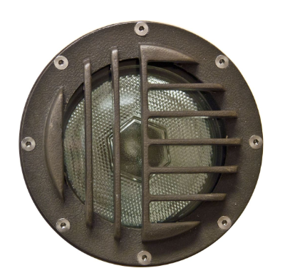 Dabmar Lighting FG4460-L25F-27K-BZ Fiberglass In-Ground Well Light w/ Convex Grill, E26, Color Temperature 2700K Flood, Bronze Finish