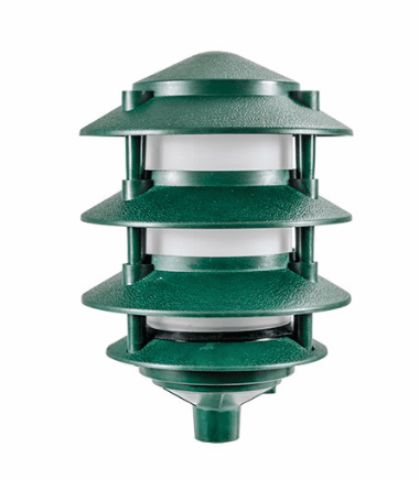 Dabmar Lighting FG5100-L12-30K-G Fiberglass Pagoda 4-Tier 1/2" Base 6" Top, G24, Color Temperature 3000K, Green Finish