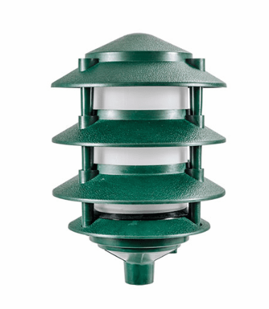 Dabmar Lighting FG5100-L6-60K-G Fiberglass Pagoda 4-Tier 1/2" Base 6" Top, E26, Color Temperature 6000K, Green Finish