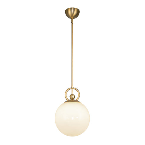 Alora Mood PD407910BGGO Fiore 1-Light Pendant, 10", Brushed Gold/Glossy Opal Glass, 60W, 120V, Adjustable Rod, Dry Rated