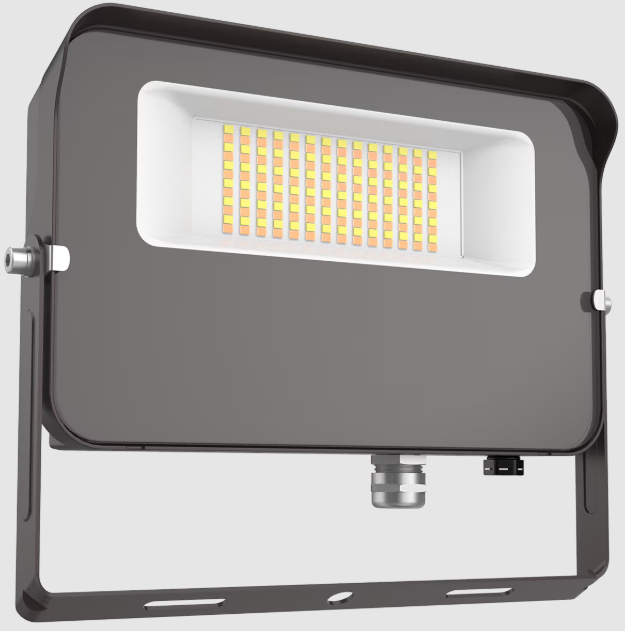 Eiko FL4/PS150/7FCCT/UD/Y/PC Flood Light, Selectable Wattage 150/100/80W, Color Temperature 50K/40K/30K, Voltage 120-277V, Dimming 0-10V, Yoke Photocell