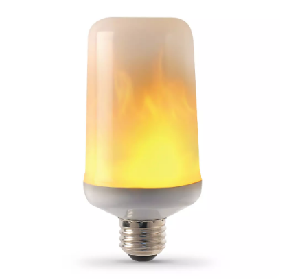 Feit Electric C/FLAME2/LED Soft White Equivalent T60 Flame Flicker Effect LED Light Bulb, Color Temperature 1500K, Wattage 3W, Voltage 120V