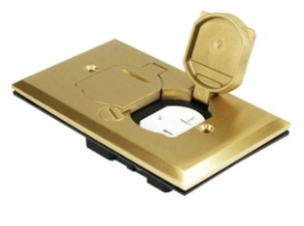 Orbit FLB-D-C-BR Adjustable Floor Box Flip Type Cover Only With Duplex Receptacle, Brass Finish