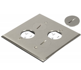 Orbit FLB-R2G-DD-C-SS Floor Box Cover Only Round Plug Type With 2 Duplex Receptacles Square Cover, Stainless Steel