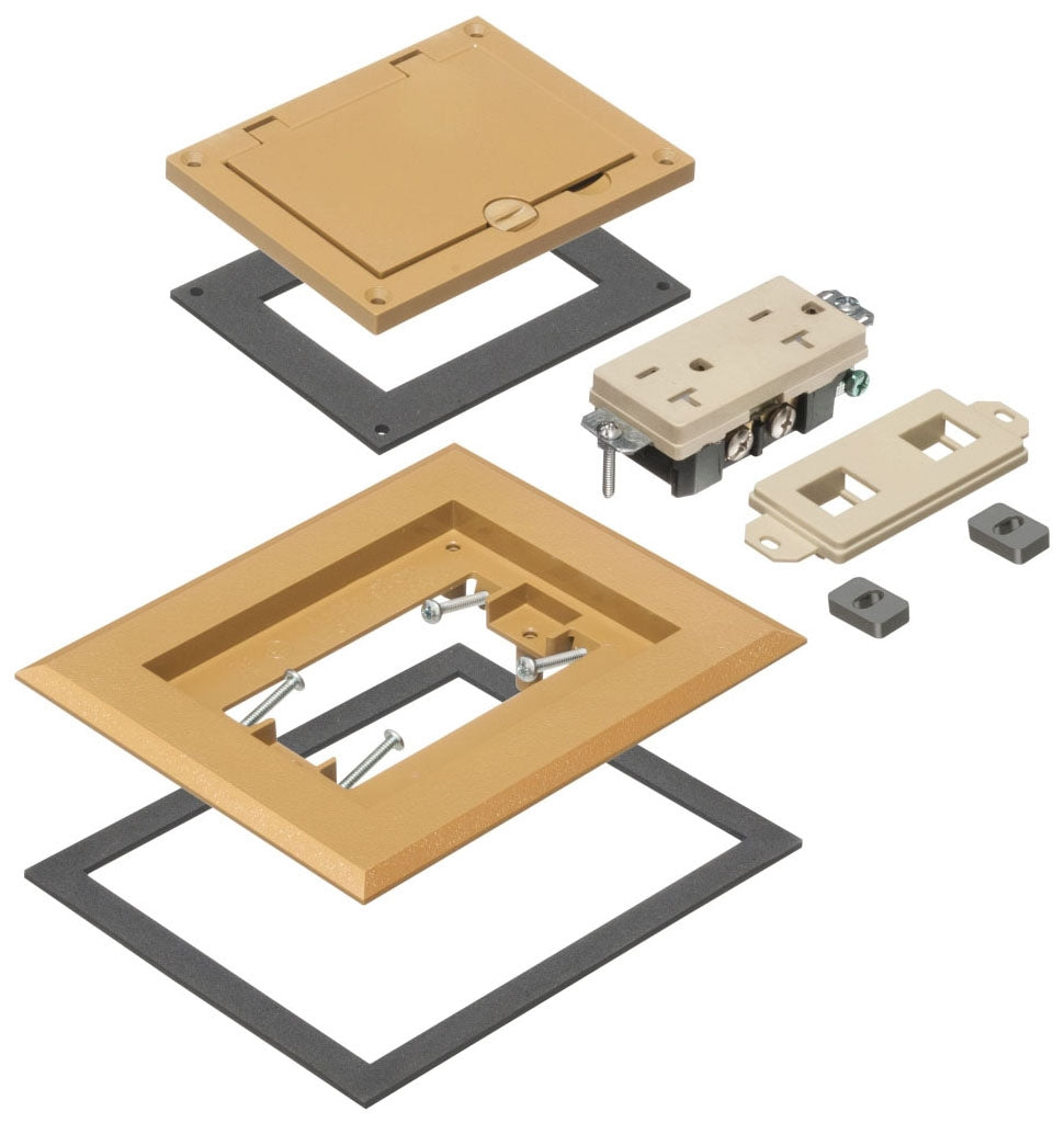 Arlignton FLBC8510CA Single Gang Non-Metallic Frame Kit with Flip Lid Cover & 20A Receptacle, Caramel Finish