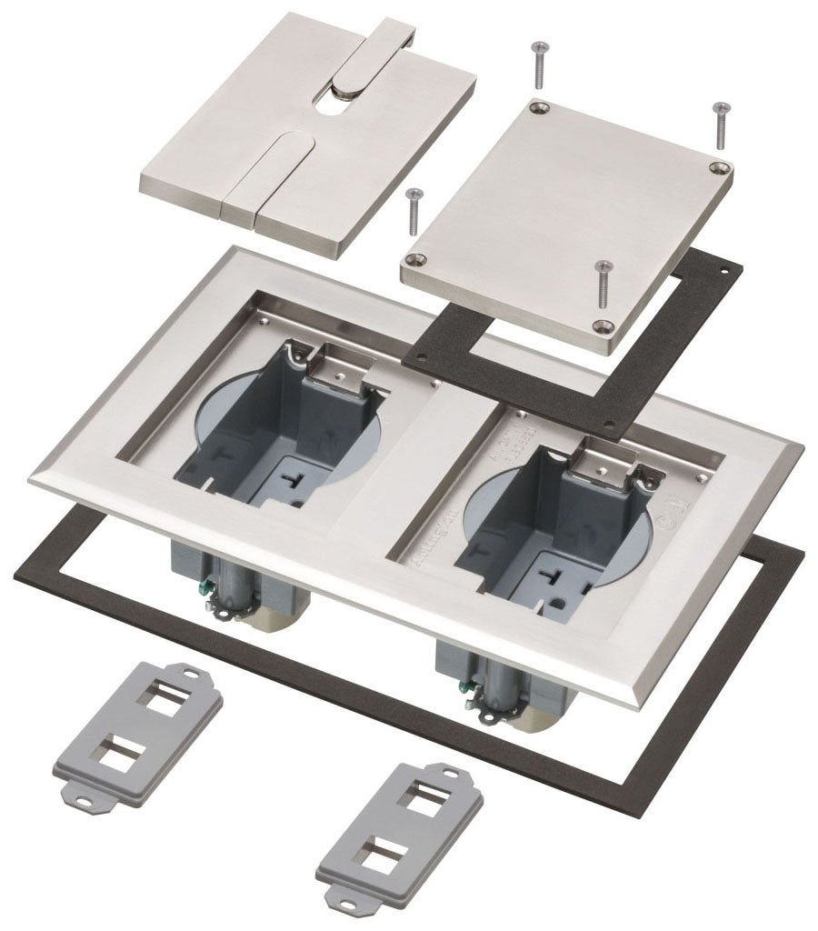 Arlignton FLBC8528NL Two Gang Frame with Blank and Solid Covers - Nickel Finish
