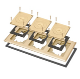 Arlington FLBC8533MB Three Gang Frame and Cover with Furniture Feed Inserts - Brass